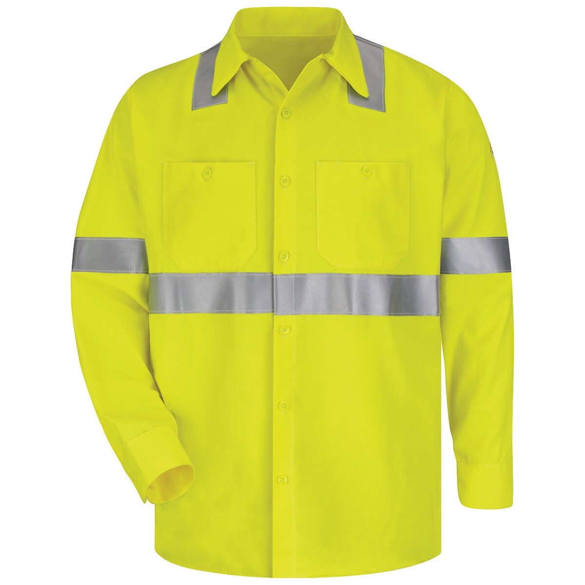 Bulwark Men's Midweight FR Hi-Vis Work Shirt in Yellow Green